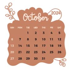 a calendar with the word october on it