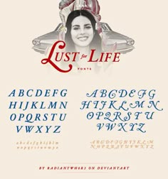 the font and numbers for just for life are shown in red, white, and blue