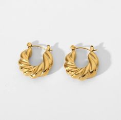 Twisted Hoop Earrings, Hoop Earrings Gold, Formal Outfits, Forever Jewelry, Waterproof Jewelry, Jewelry Ring Box, Gold Plated Earrings, Watch Necklace, Jewelry Earrings Hoops