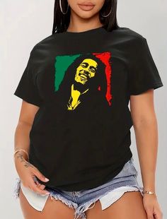 Reggae-inspired Bob Marley T-Shirt Discover the rhythm of Jamaica with our Reggae-inspired Bob Marley T-Shirt. This versatile short sleeve casual top is designed for the easy, breezy vibes of summer, spring, and fall. Crafted for comfort and style, it's a perfect addition to any woman's wardrobe. Embrace the laid-back essence of reggae music while enjoying the changing seasons in this vibrant and chic tee. Whether you're strolling through a summer festival, enjoying springtime sunshine, or layering up for a cozy fall day, this T-shirt effortlessly blends fashion and cultural flair.  ✅ Please visit our shop: https://etsy.me/3BJNYRF ✅ Please remember to favourite this item and our shop so that you are able to find it at a later time. Thank you.  ✅ Positive feedback is very beneficial for the Bob Marley Shirts, Bob Marley T Shirts, Reggae Bob Marley, Jamaica Reggae, Womens Summer Shorts, Cartoon Outfits, Reggae Music, Summer Festival, Bob Marley