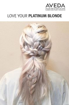 Icy cool platinum blonde pairs perfectly with a multilayered braid. Learn how to care for and elevate your platinum blonde with Aveda. With Aveda color, any shade you dream can be a reality. Find a salon near you, today. (Image courtesy Seasons Salon & Spa.) #AvedaColor Aveda Blonde, Blonde Platinum, Double Ended Dreads, Shaved Undercut, Veil Hairstyles, Blonde Hair Shades, Hair Envy, Undercut