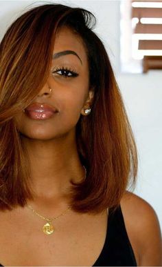 Neck Length Hair, Hair Color For Dark Skin, Blonde Lowlights, Honey Blonde Hair Color, Reddish Brown Hair, Colors For Dark Skin, Pelo Afro