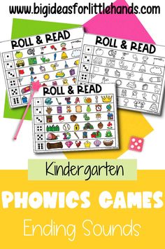 the printable roll and read phonics games for kids to practice their reading skills