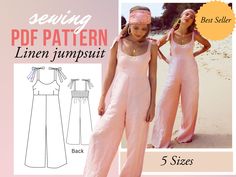 two girls wearing jumpsuits and headbands with the sewing pattern for them