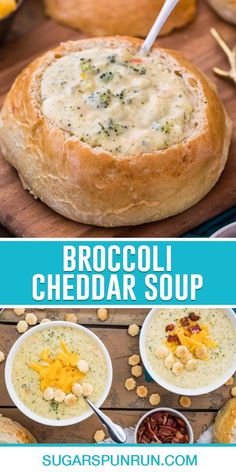 broccoli cheddar soup in a bread bowl