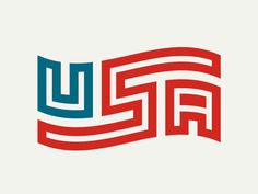 the united states logo is shown in red, white and blue