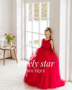 Kids Formal Wear, Red Flower Girl, Red Flower Girl Dresses, Christmas Wedding Party, Flower Girls Dress, Kids Formal, Party Events, Elegant Red, Red Flower