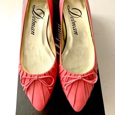 This Is An Authentic Delman Valera Flat In Flamingo Pink! Delman Creates Beautifully Crafted Shoes And Pays Close Attn To Stitching & Pleats. The Fine Quality Is V. Clear. These Shoes Have Never Been Worn. Despite Never Having Been Worn Out There Is Very Minor Scuff In The Insoles Toe Area. Otherwise In Perfect Condition, Boxed And Ready To Be With This New Owners! These Pair Well W/ Jeans, Any Dress Pants Or Skirts (Esp Grey), And With White Anything. A Very Elegant Shoe. Flamingo Pink, Elegant Shoes, Flat Shoes Women, Dress Pants, Loafer Flats, Flamingo, Stitching, Size 6, Women Shoes