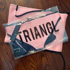 Brand New Still In The Package Triangl Bikini Top, Bottom & Storage Bag Bubblegum Pink & Black Top: Size Medium (Bust 34”-36”) Bottom: Size Small (Waist 26”-28” Hip 36”-38”) Scuba Material When Storing, Lay Bikini Flat Purchased Years Ago, Never Worn. Had To Pay Customs As Triangl Swimwear Is In Australia. Triangle Bathing Suit, Orange Swimsuit, Swim Brands, Triangle Swimsuit, Triangl Swimwear, Bubblegum Pink, Swimsuit Tops, Small Waist, Black Top