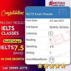 the results sheet for ielts exam