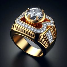 a gold ring with diamonds on it