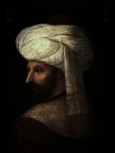 a painting of a man with a white turban