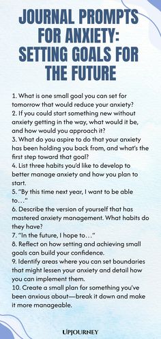 Explore these insightful journal prompts for anxiety to help you set goals for the future. Reflect on your aspirations and fears, and uncover valuable insights to navigate through challenging times. Use these prompts to gain clarity, boost motivation, and cultivate a sense of purpose as you work towards a brighter future ahead. Dive deep into self-discovery and empower yourself to create positive changes in your life with these thought-provoking writing exercises. Start today and embark on a jou Routine Building, Boost Motivation, Work Etiquette, Psychology Terms, Relationship Quizzes, Cbt Therapy, Journal Questions, Daily Journaling, Happiness Journal