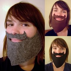 four pictures of different people with beards and moustaches on their faces