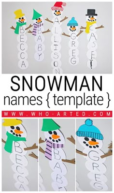 snowman name templates for kids to make