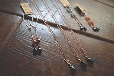 Beautiful black spinel teardrop necklaces and earrings, this is one of my favorite stones to work with. You can find pieces like these and more at www.deadthingsbysarah.com! Though I work often with bone, I also do tons of pieces in semiprecious stones, too. Teardrop Necklace