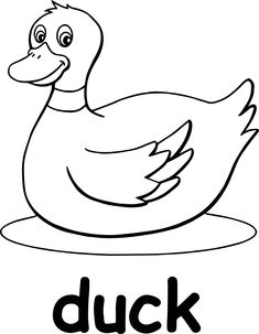 a duck sitting on top of a piece of paper with the word duck in it