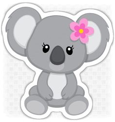 a cute koala bear with a pink flower in its hair