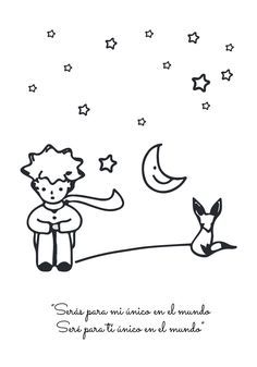 a black and white drawing of a little boy sitting on the moon