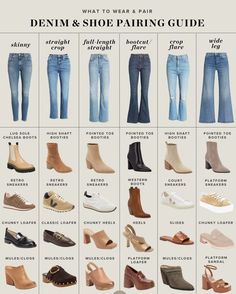 After writing about the best denim and shoe combinations for fall, today I'm summing up what shoes to wear with all types of jeans. Fashion Capsule Wardrobe - What Shoes to Wear with All Types of Jeans spring 2023 outfits midsize spring 2023 outfits work spring 2023 outfits for women #spring2023outfitswomen #spring2023outfitstrends #spring2023outfitsplussize #spring2023outfitscasual #spring2023outfitsmidsize #spring2023outfitswork #spring2023outfitsforwomen Wardrobe For Women In Their 30s, Guess Outfits Women Fashion Styles, Shoes For Cropped Jeans, Hour Glass Outfits Casual, 8 Core Style Aesthetics, Dress In Your 30s For Women, Shoes To Wear With Cropped Flare Jeans, Coctail Attaire Woman Wedding, Birthday Party Outfit Women Casual Jeans