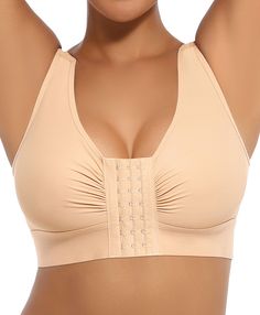 PRICES MAY VARY. Comfy Everyday Bras: Shirred molded cups can gather and lift your breasts, sculpting beautiful breast shape. Made from 47% spandex and 53% nylon, no underwire, our women bra is soft, smooth, stretch and comfortable, breathable and no odor. Our wirefree bra hug your body gently, no restraint. Wirefree Supportive Bra: Without underwires, the surgical bra prevent the chest from being compressed after breast surgery,so that the blood and lymph can circulate normally.The cups of wire Bras For Older Women, Bra Minimizer, Wirefree Bras, Surgery Bra, Post Surgical Bra, Post Surgery Bra, Minimizer Bra, Compression Bra, Front Closure Bra