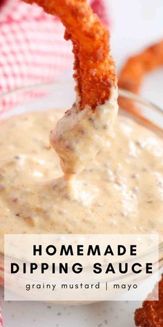 homemade dipping sauce in a glass bowl with onion rings