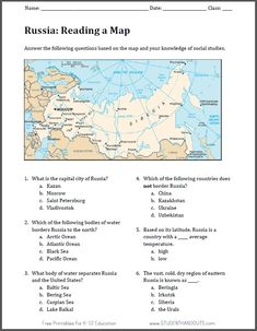 a map with the countries and their names on it, including russian words in each language