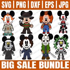 the big sale bundle includes mickey mouse, goofy and other disney character characters in different outfits