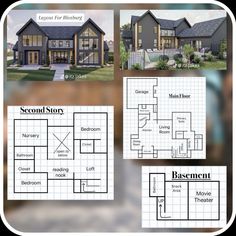 the floor plan for this home is shown in three different views, including one bedroom and two