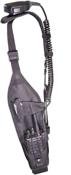 a black bag with two radio heads attached to it