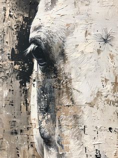 an abstract painting of a white horse's face