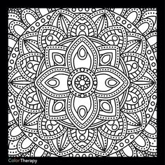 an abstract coloring book page with black and white patterns on it, including the words color therapy