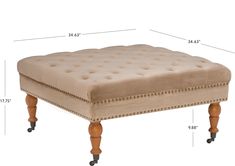 the footstool is shown with measurements for each item in this image and it's size