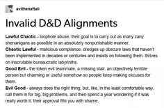 an article about invalid and d & d alignmentments on the webpage