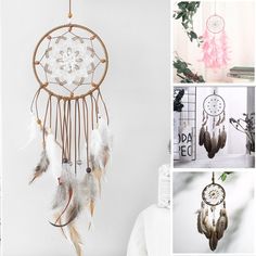 a collage of photos with different types of dream catchers