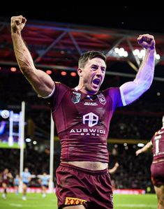 a rugby player is celebrating his team's victory