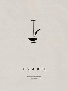 an advertisement for esaku with a plant in the center and words on it