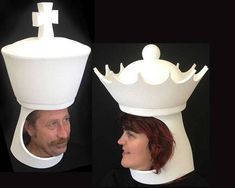 King & Queen Chess Hats. Couples Costume one of each hat. Chess Costume, King And Queen Costume, Prom King And Queen, Mask Man, Queen Chess, Crown Headdress, Queen Hat, Chess Queen