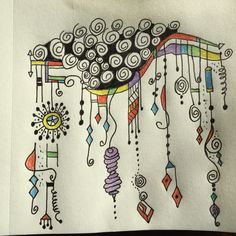 a drawing of a tree with lots of different things hanging from it