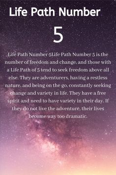 the five steps to life path number 5 is shown in front of a night sky with stars