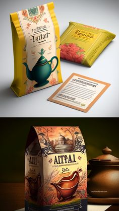 Luxurious tea packaging ideas Tea Packaging Ideas, Luxury Tea Packaging, Tea Leaves Illustration, Tea Bag Packaging, Tea Business, Packaging Business, Indian Tea, Cosmetic Packaging Design