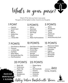 what's in your purse? printable game for adults and kids with instructions