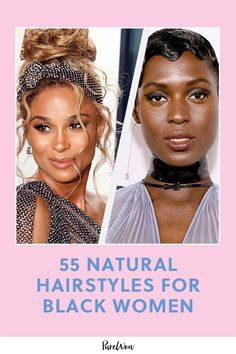 Whether you’re looking to do a big chop, dabble in a protective style or manage your bountiful curls, there are tons of chic ways you can revamp your look. From Kelly Rowland’s box braids to Yara Shahidi’s curly updos, we’ve gathered 55 natural hairstyles for Black women to try now. Curly Faux Hawk, Curly Updos, Natural Hairstyles For Black Women, Yara Shahidi