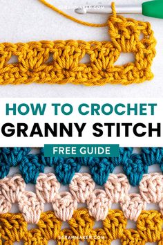 crochet granny stitchs with the text, how to crochet granny stitch