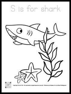 a shark and starfish coloring page with the words it's so big to be