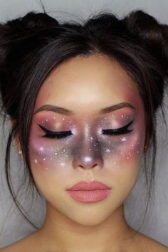 Celestial Makeup, Alien Make-up, Fantasy Make-up, Halloweenský Makeup, Halloween Make-up Looks, Alien Makeup, Galaxy Makeup, Cute Halloween Makeup, Halloween Beauty