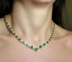 Emerald Diamond Necklace, Diamond Necklace Simple, Pretty Necklace, Jewelry Simple, Colombian Emeralds, Pretty Necklaces, Tennis Necklace, Emerald Jewelry