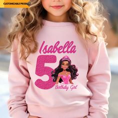 5th Birthday Girls, Birthday Girl T Shirt, Pink Doll, Bday Girl, Birthday Girl Shirt, Birthday Party Shirt, Birthday Tshirts, Birthday Tee, Pink Party