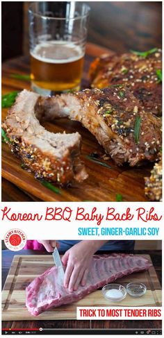 korean bbq baby back ribs with sweet ginger garlic soy sauce on the side and in front