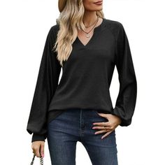 Discover our Women's Tops collection, featuring fall long sleeve shirts that embody fashionable clothes at their finest. These casual v-neck blouses exude dressy charm, designed as ladies tunics for winter-ready loose fits. Elevate your t-shirt game with tops blouses offered in elegant black, crisp white, and vibrant brick red. Our shirts merge seasonal trends with practicality: long sleeves for cozy warmth, v-necks for a touch of chic, and casual styles for everyday wearability. The ladies tuni Ladies Tunics, V Neck Blouses, Fall Long Sleeve Shirts, Clothes Casual, Fashionable Clothes, Casual Styles, Tops Fall, V Neck Blouse, Brick Red